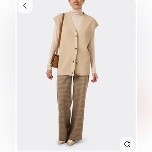 Women's Beige Sweater Vest Waistcoat Beige